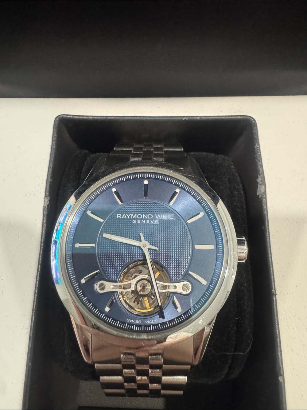 #0116 Raymond Weil Silver Case Blue Dial Automatic Watch